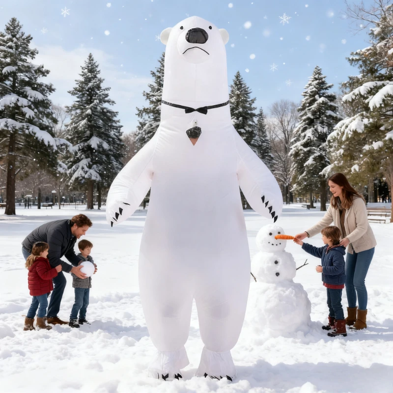 

Inflatable Polar Bear Costume Giant Funny Bear Blow-up Suit Christmas Winter party Carnival Interactive costume Prop gift