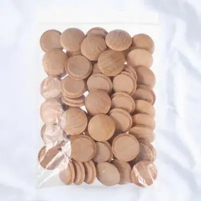 50 szt. Drewniane zaślepki do otworów po śrubach, dekoracyjne zaślepki meblowe, nakładki na półki, zaślepki naprawcze do otworów po śrubach, zaślepki meblowe.