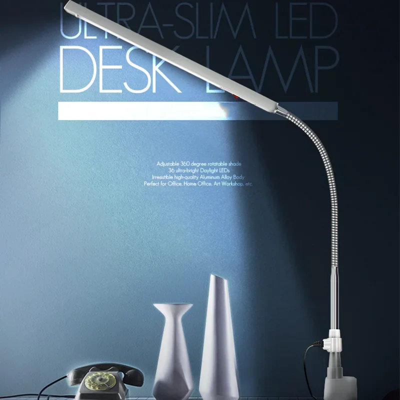 Liga de alumínio Desk Lamp, Ultra Slim cabeceira LED Table Lamps, girar Eye Care, Ferramenta de cabeleireiro, Nail Salon Table Light, 18W