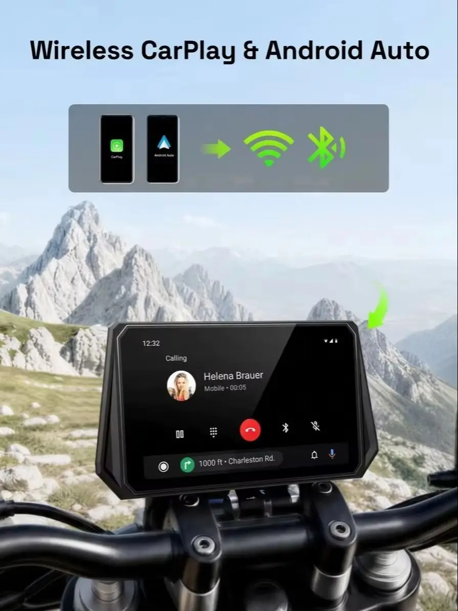 Aoocci D6A 6,1-calowy ultra-szeroki inteligentny wyświetlacz z radarem 77GHz BSD i TPMS, 2K podwójna kamera samochodowa, podwójny Bluetooth, Moto GPS/nawigacja — 2