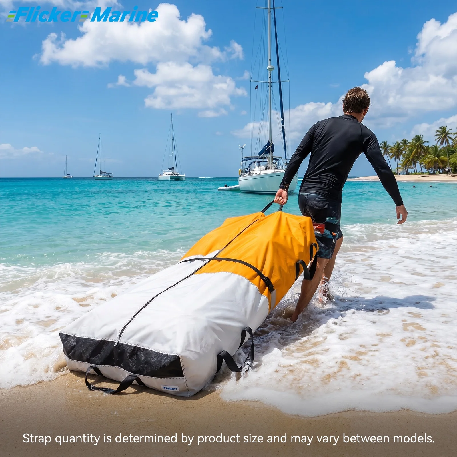 Flicker Color Block Long Mainsail Sail Bag, Durable Polyester Sail Storage Bag, UV Protection, Secure Closure, 10 Sizes, 4 Color
