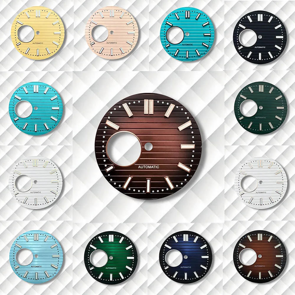 

30.5mm S Logo Hollow Out Dial Fit NH38 Japanese Movement Green Luminous Stripe Latest styles Dial Watch Modification Accessories