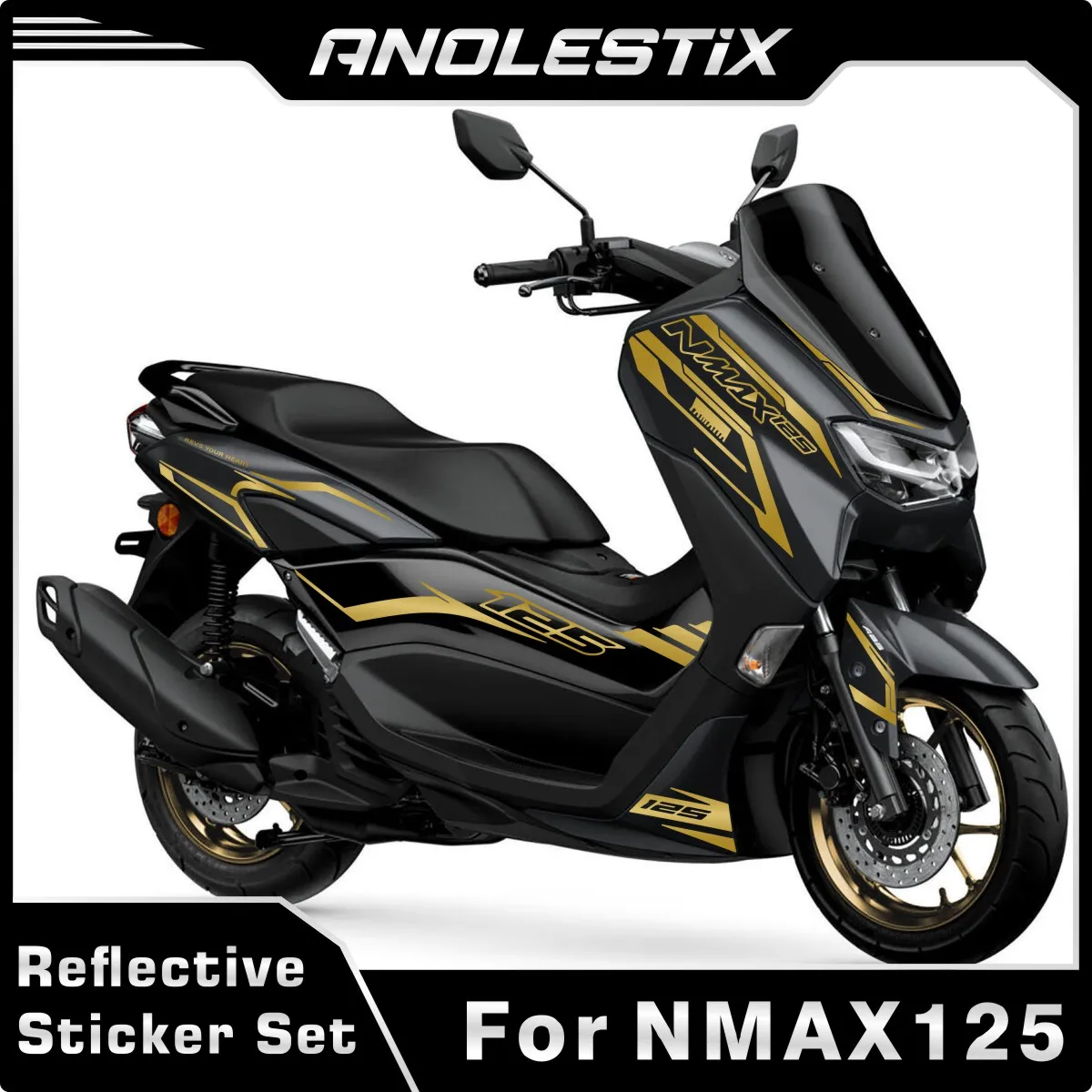 AnoleStix Reflective Motorcycle Body Waterproof Decoration Stickers Fuel Tank Pads Fairing Frosted Decals For YAMAHA NMAX 125