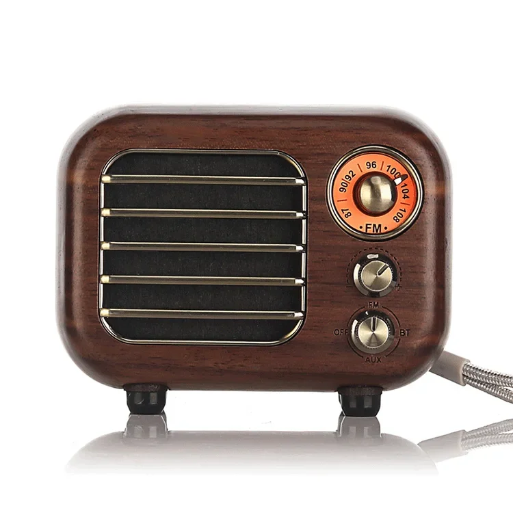 2025 Kinscoter portatile in legno massello retrò radio FM classico mini altoparlanti wireless BT con AUX TF