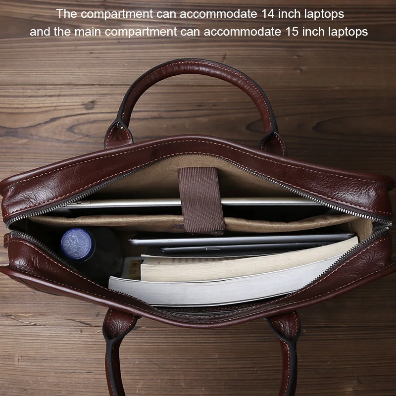 Imagem -04 - Jlfgpj-maleta Simples de Couro Genuíno para Homens Camada Superior Bronzeada Vegetal Bolsa Casual de Couro para Laptop Horizontal e Horizontal Grande Capacidade