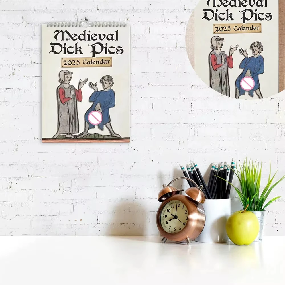 2025 Calendar Medieval Dick Pics Creative Illustration Daily Weekly Monthly Planner Organizer Home Decor Accessory Wall Calendar