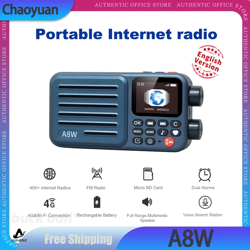 Chaoyuan A8W Radio All-Band FM Radio Card IPS Screen Portable CHOYONG A8W Outdoor Speaker Global Radio Receiver Custom Gifts