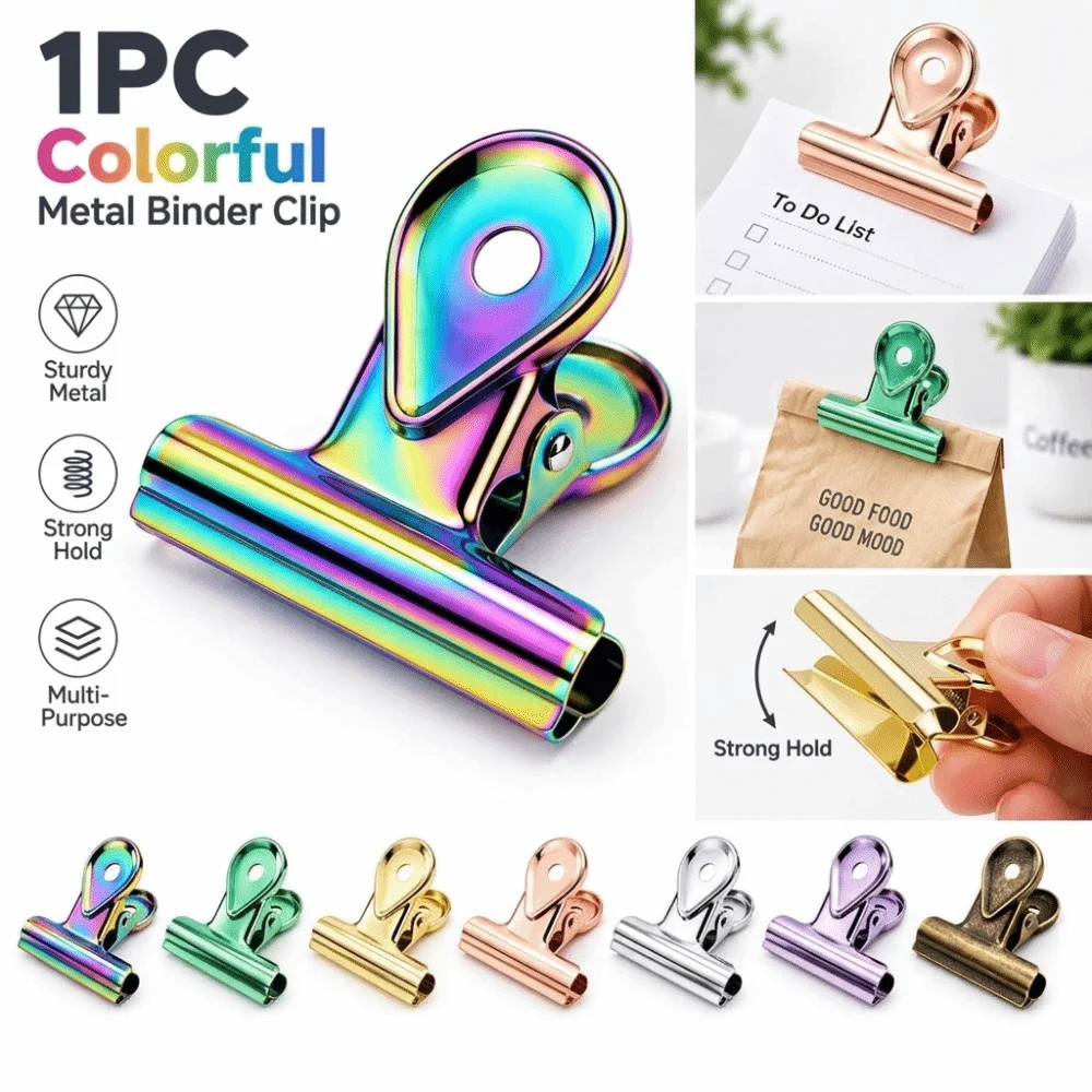 New Metal Bulldog Clips Colorful Heavy Duty Document Storage Ticket Clip Multipurpose Receipt Holder For Office Use