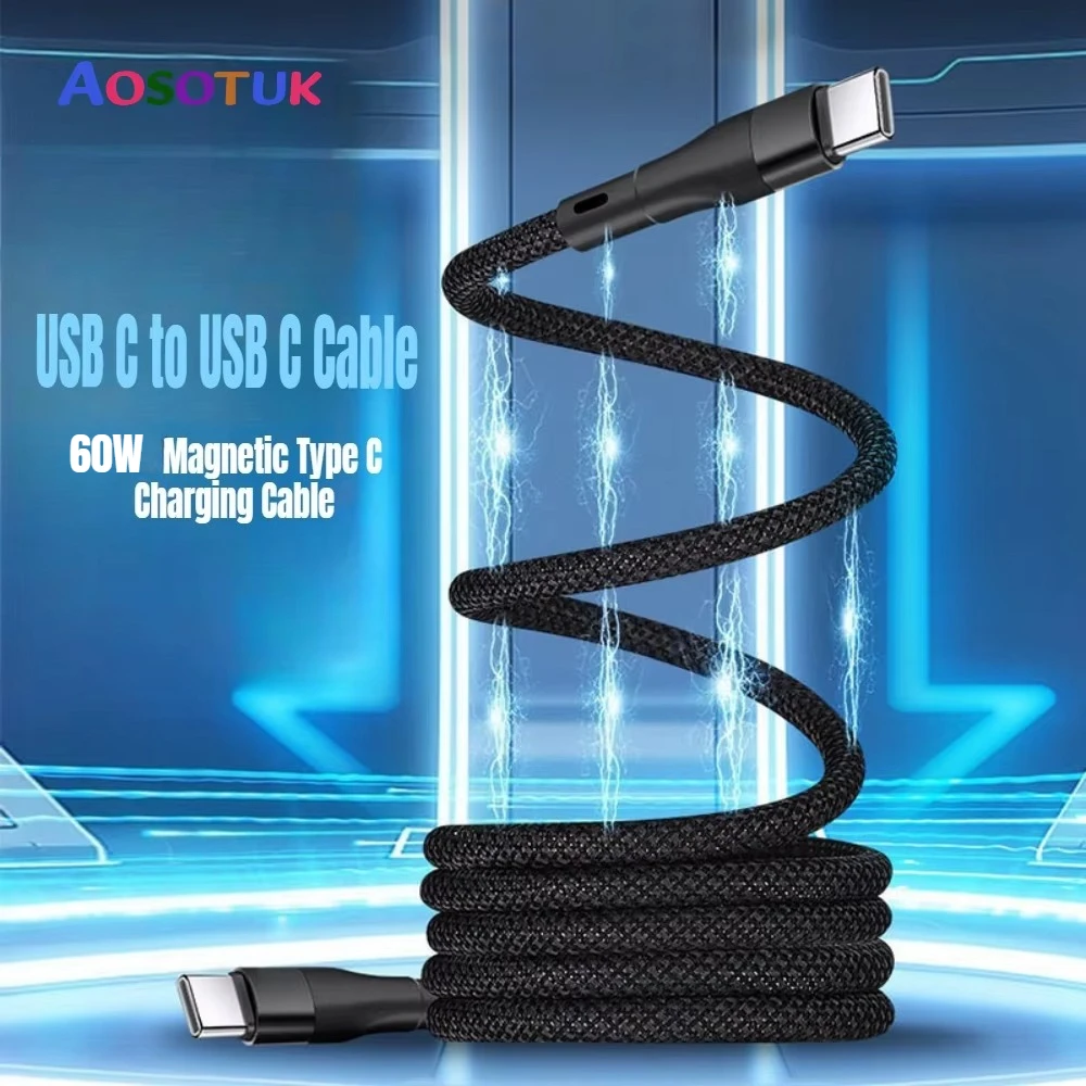 

Магнитный всасывающий кабель USB C с защитой от намотки, провод для быстрой зарядки, провод для мобильного телефона, кабель для Samsung S22 Type C, кабель для зарядки данных