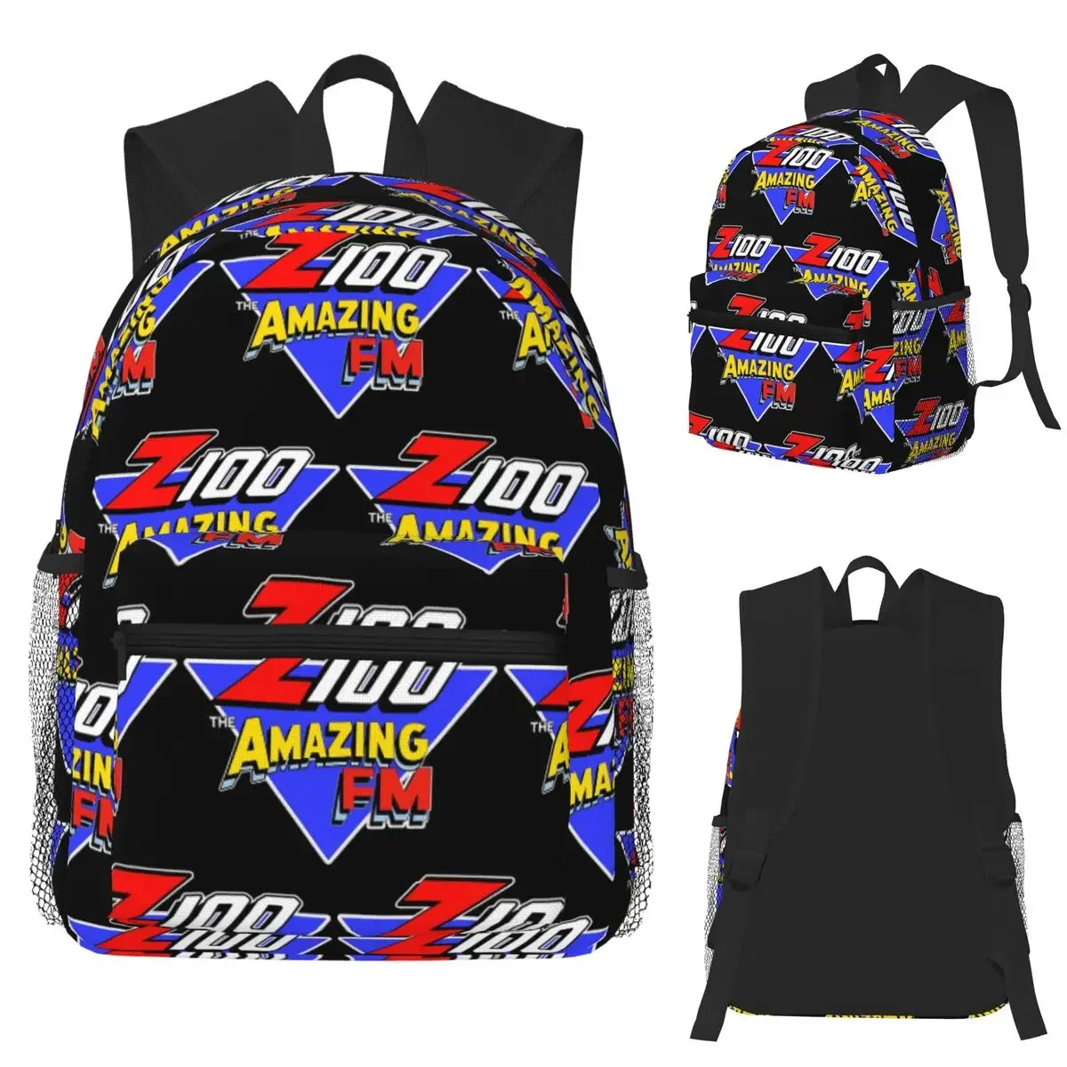 Z100 المذهلة FM مدينة نيويورك 80S على ظهره Daypack سعة كبيرة الأطفال BookBag حقيبة مدرسية حقائب كتف للرجال والنساء #3
