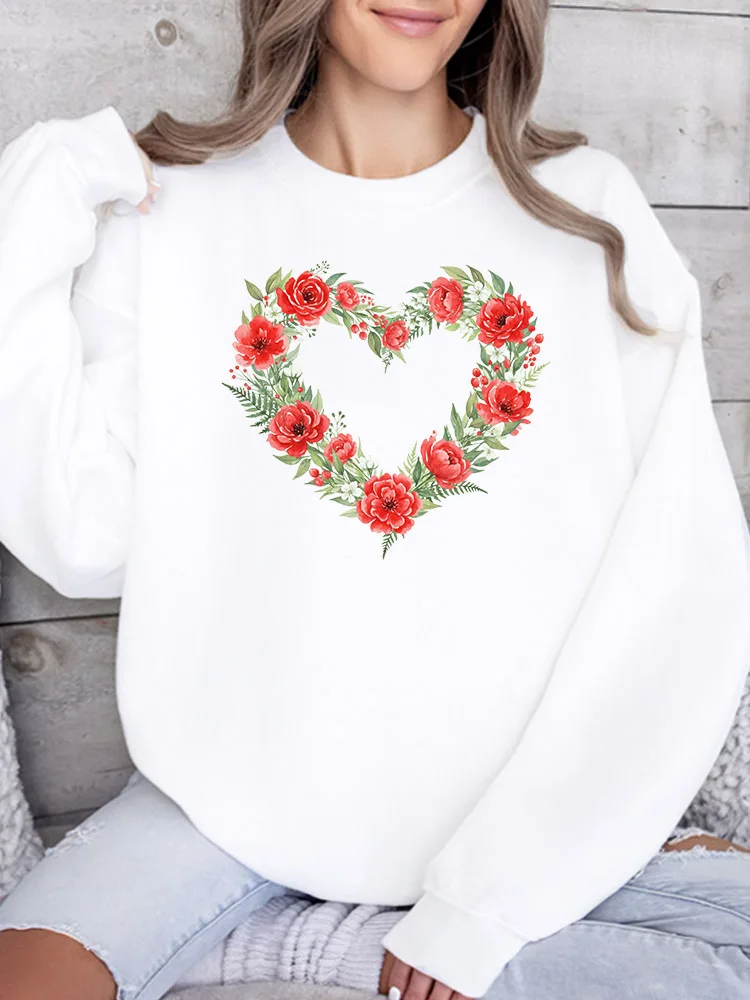 

Женская толстовка с круглым вырезом Heart of the Wreath, повседневный пуловер с длинными рукавами, свободный крой, для ежедневной носки