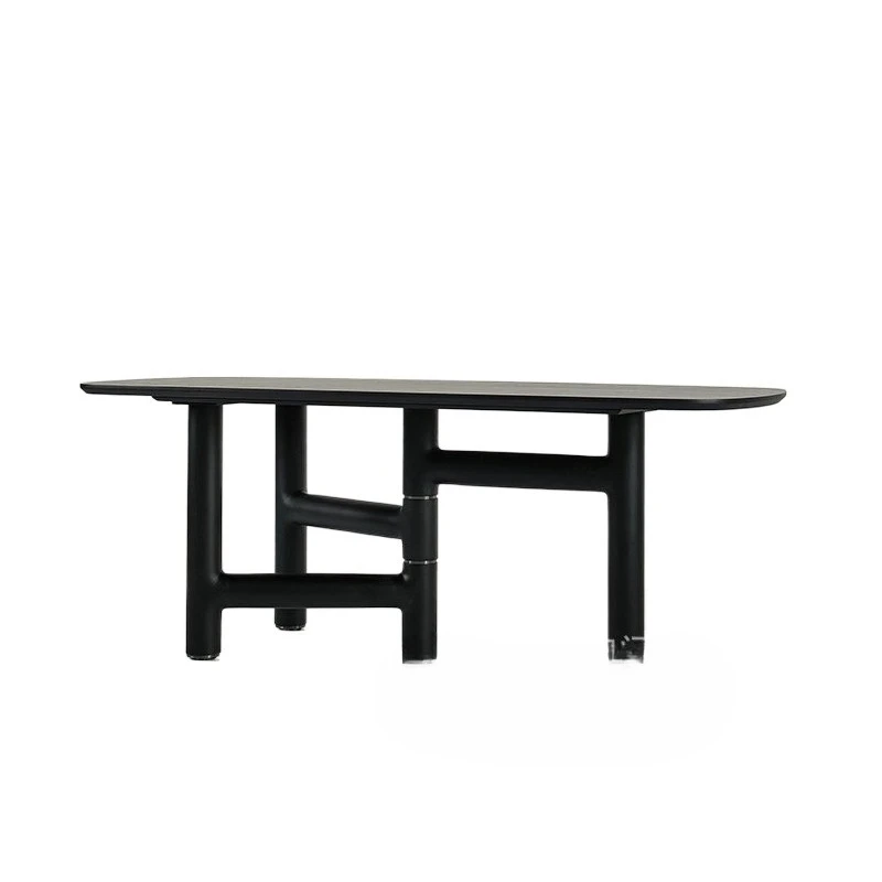 minimalist style solid wood rock slab rectangular six-seat light luxury modern environmentally friendly handmade dining table