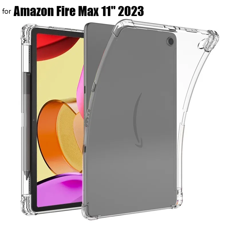 

Pencil Holder Cover for Amazon Fire Max 11 2023 Case Soft TPU Silicone Tablet Funda for Fire Max 11 inch Shockproof Shell