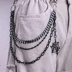 Halloween Gifts keychain Fashion Punk Black Metal Pants Chain Hip Hop Spider Web Pendant Jeans Chain for Men Women Accessories