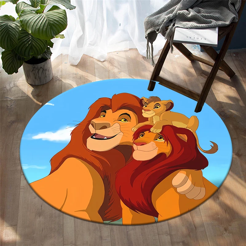 Lion King Simba Cute Cartoon Printed Round Carpet, Bedroom Balcony Entrance Door .Sofa, Non-slip Mat. Home Decoration Gift Rug