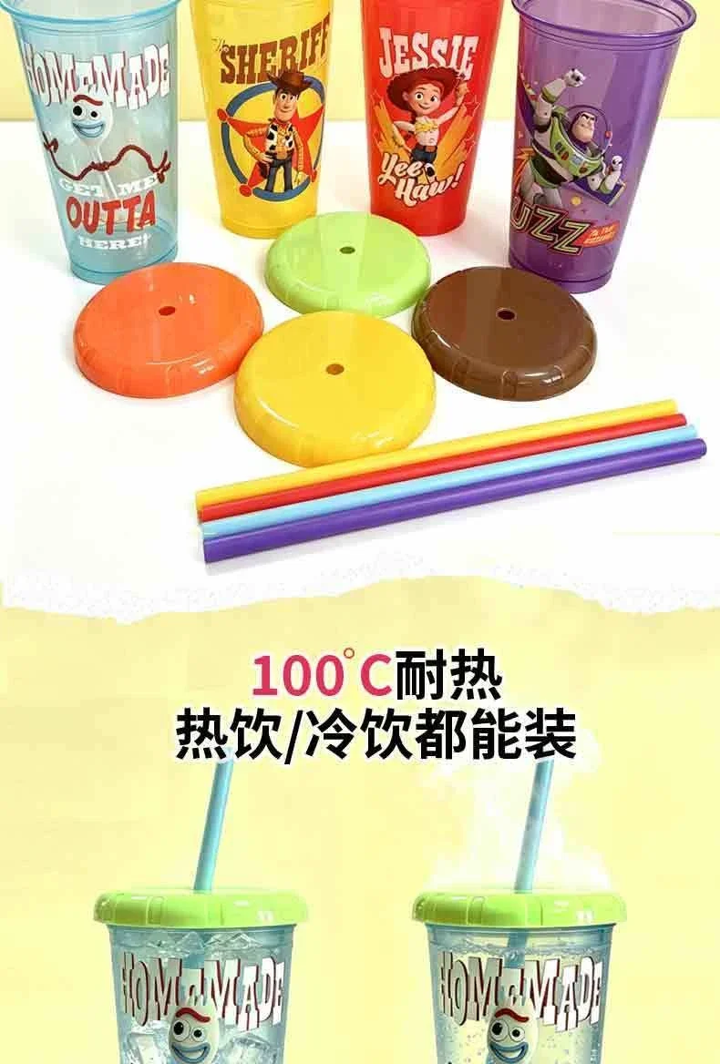 Toy Story 5 Plastik-Strohhalmbecher 4er-Pack 520ml Wiederverwendbare Trinkbecher mit Deckel Woody Buzz Lightyear Jessie Forky Party-Trinkgeschirr – Detail 2