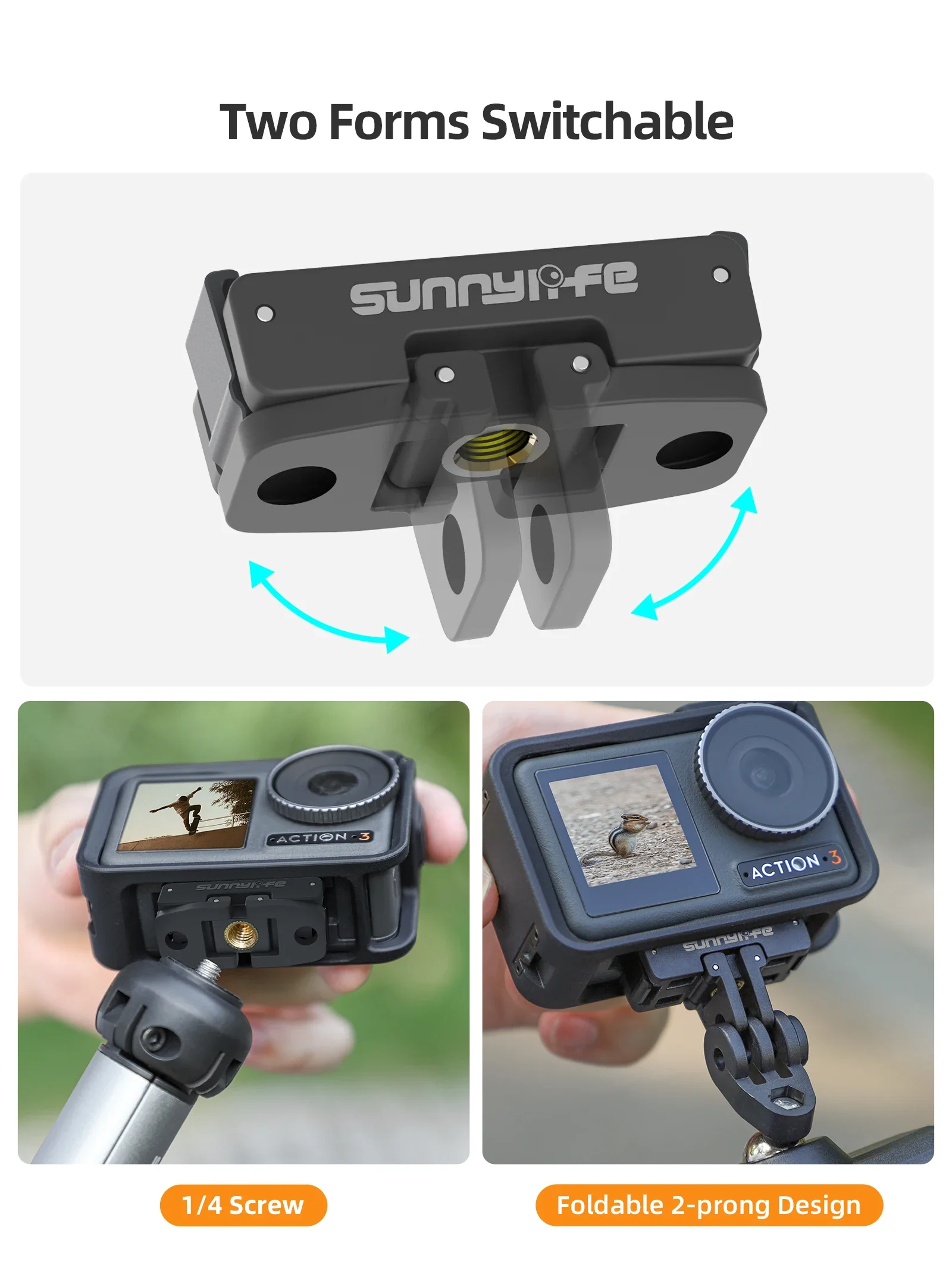 Magnetic Quick Release Mount Bracket For DJI Action 2 3 4 Ultra-light Aluminum Alloy Adapter for DJI Osmo Action 4 AccessorIes