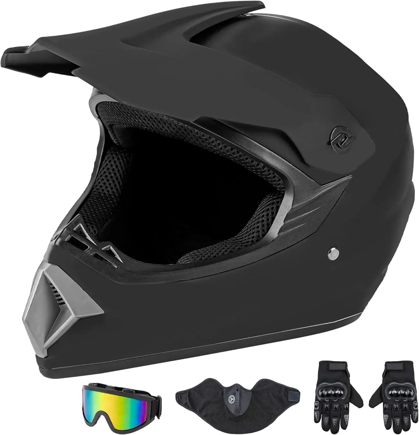 

Adult Motocross ATV Dirtbike Full Face Helmet, DOT Approved Matte Black and Blue for Offroad Safety