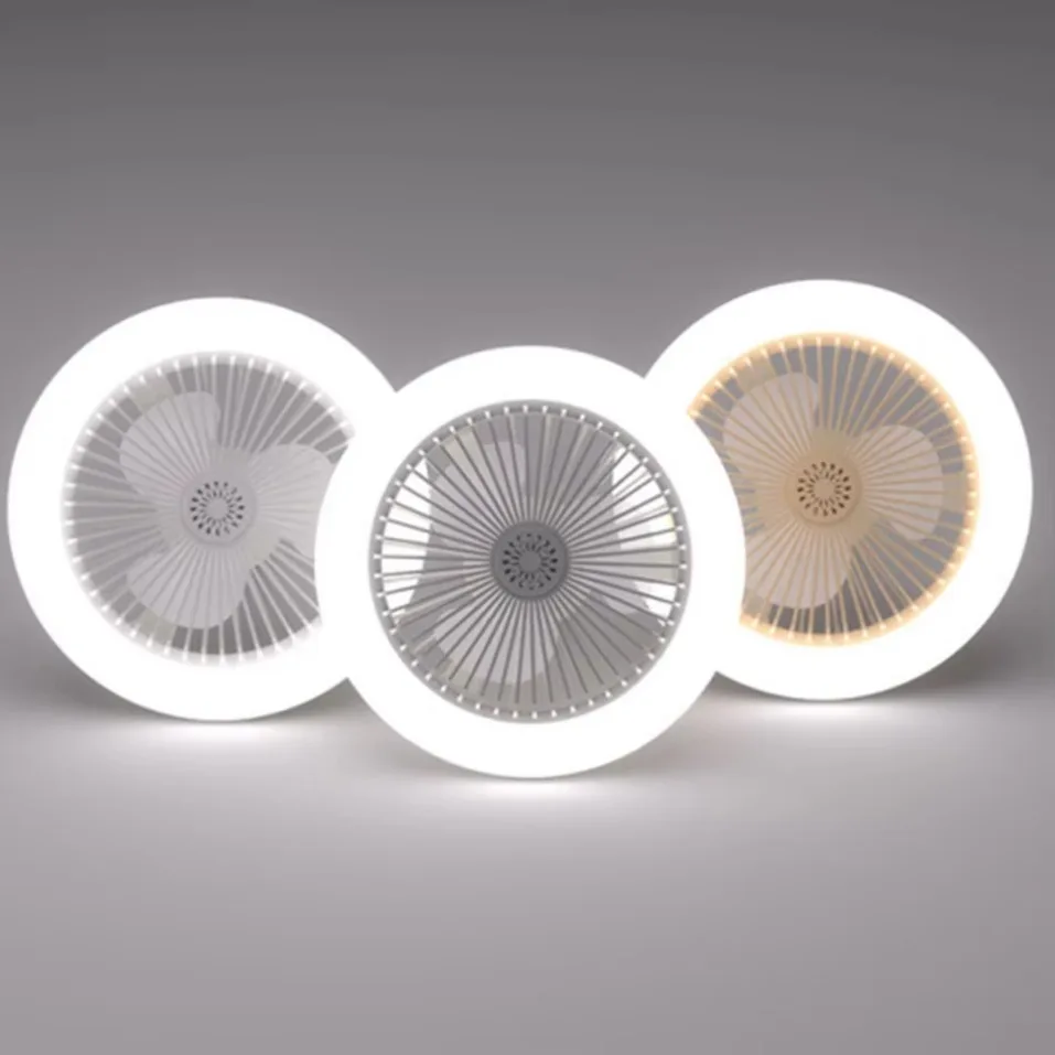 2 In 1 Energy Saving Remote Control Ceiling Fan Lamp Infinitely Dimmable E27 Base Bottom Noise Mute LED Decorative Light