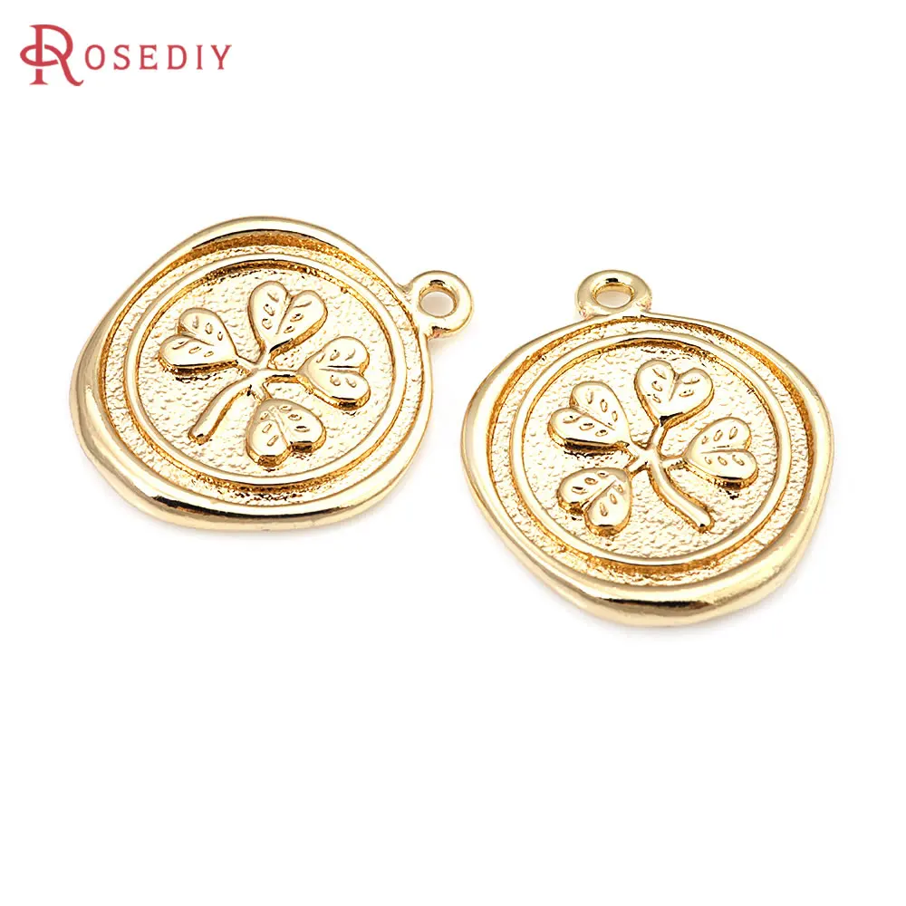 18K Gold Color Brass Round Flower Charms Pendants High Quality Diy Jewelry Making Necklace Earrings Accessories for Women