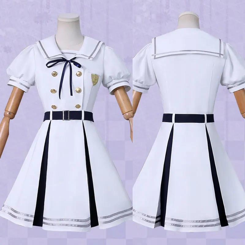 

BanGDream Avemujica cos Wakaba Mutsumi White Summer school Uniform Tsukinomori Costume female suit