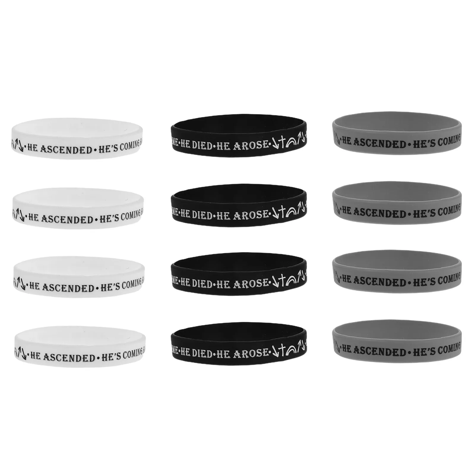 12Pcs Faith Bracelets Silicone Bible Wristbands Adults Motivational Scripture Quotes Comfortable Skin Friendly Unisex Religious