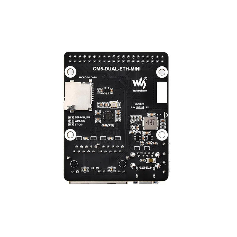 Kit base/mini-computer Waveshare Mini Dual Gigabit Ethernet progettato per il modulo di elaborazione Raspberry Pi 5 (NON incluso)