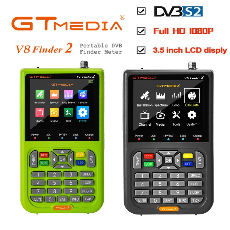 Media Player GTMEDIA V8 Finder2 Satellite Finder Meter DVB-S2X 1080P gtmedia v8 finder 2 3.5 Inch High Definition TFT LCD Screen