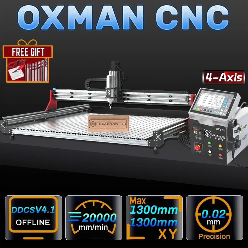10%OFF Bulkman3D OXMAN CNC Engraver with 4-Axis DDCSV4.1 Control Box Precise DIY Router Machine for Wood, Metal, Acrylic Cutting
