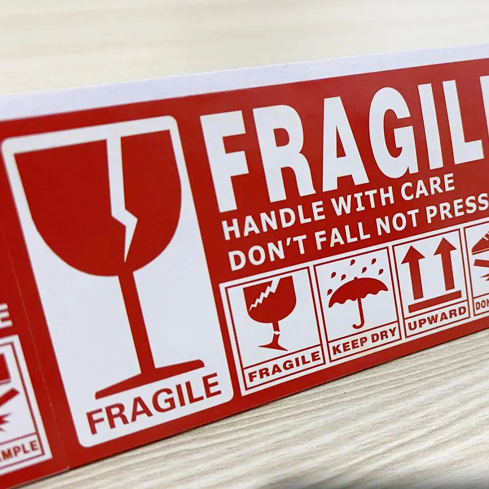 500pcs Fragile Warning Label Stickers Logistics Accessories Hazard Goods Handle With Care Warning Labels Express Label Adhesive