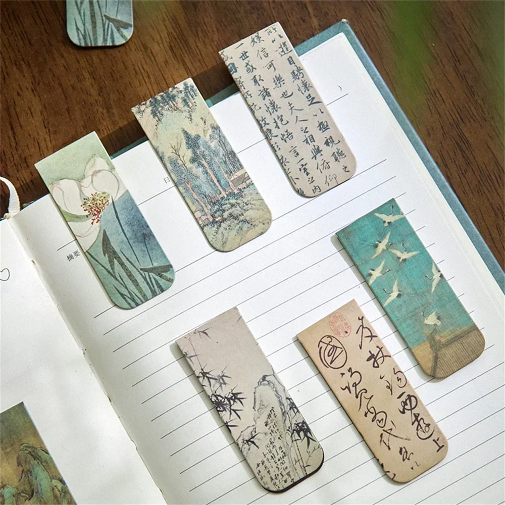 

4pcs/set Chinese Style Magnetic Bookmarks Creative Bookmark Popular Aesthetic Stationery Book Lover Gifts Reading Accessories