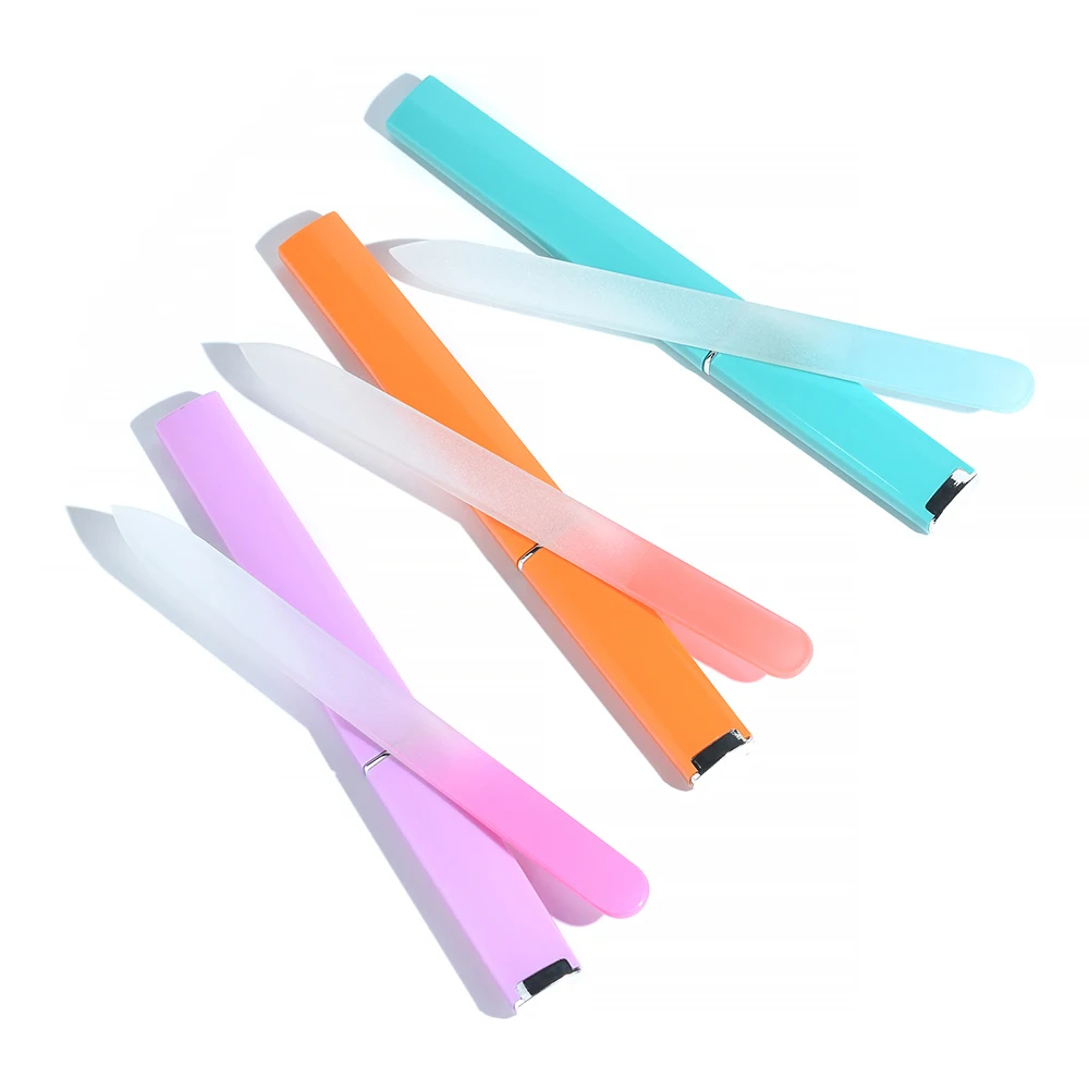 KADS 3Pcs/Set Crystal Glass Nail File with Case for Natural Nails Professional Sanding Polishing Grinding Nail Art Manicure Tool