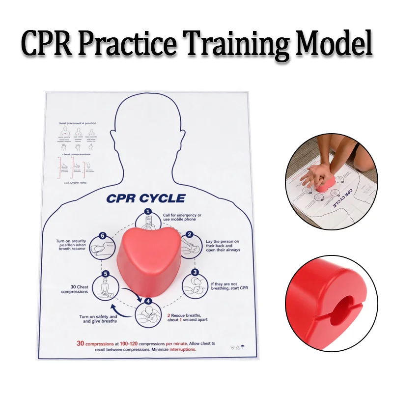 Heart-Shaped First Aid Resuscitation Trainer with CPR Guide Mat for Student Classroom Learning
