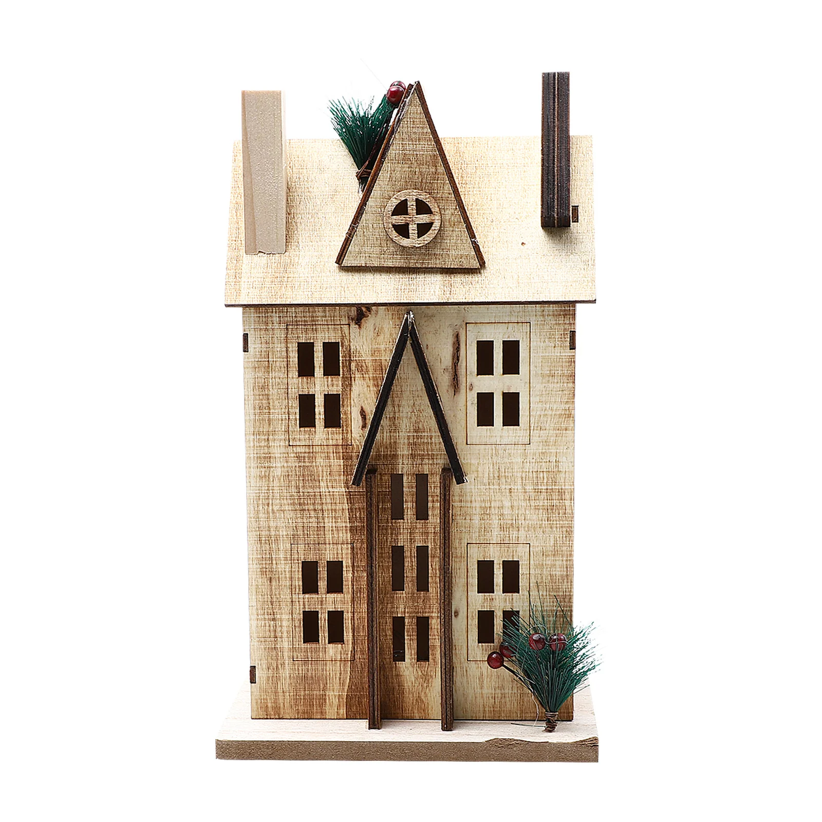 

1Pcs Nordic Style Xmas Wooden House Decor Luminous Desktop Ornament Christmas Office Home Party Decoration Wooden House Decor
