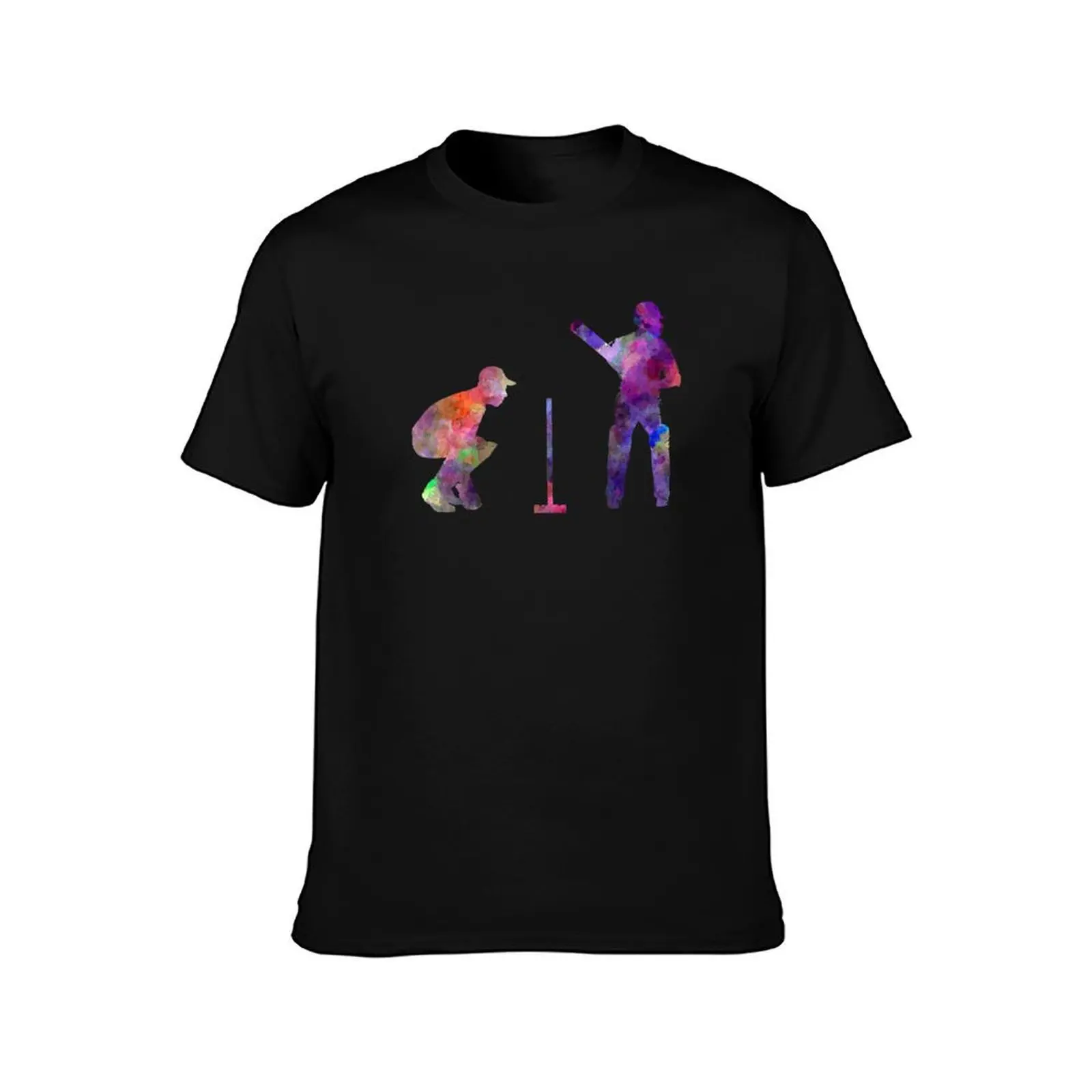 Cricket player silhouette T-Shirt Summer Casual Cotton Tee Oversized Streetwear Tops Vintage Graphic Print Unisex Men Women