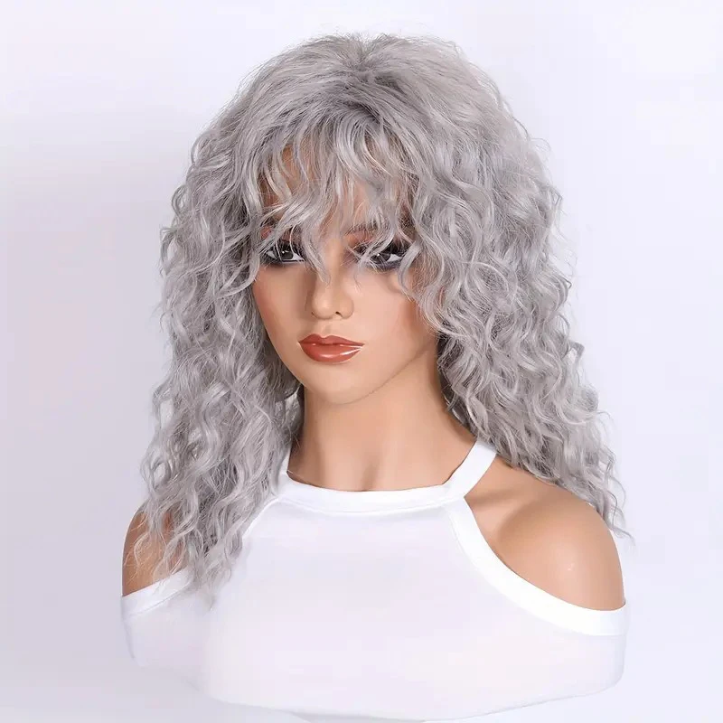 Ball Woman Simulation Wavy Hair Dance Performance Clothing Match Straight Bangs Wig Evening Party Headwear Long Hair Headgear