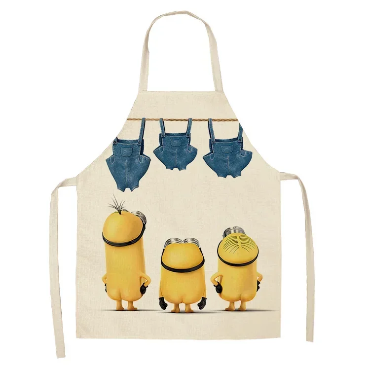 Cartoon Anime Children\'s Linen Apron Kitchen Cooking Barbecue Anti-fouling Home Adult Apron Bib Student Painting Apron