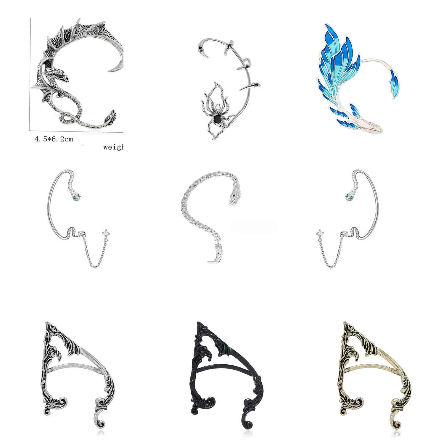 Exaggerated punk style three-dimensional flying dragon ear hanging earrings that can be worn by men and women