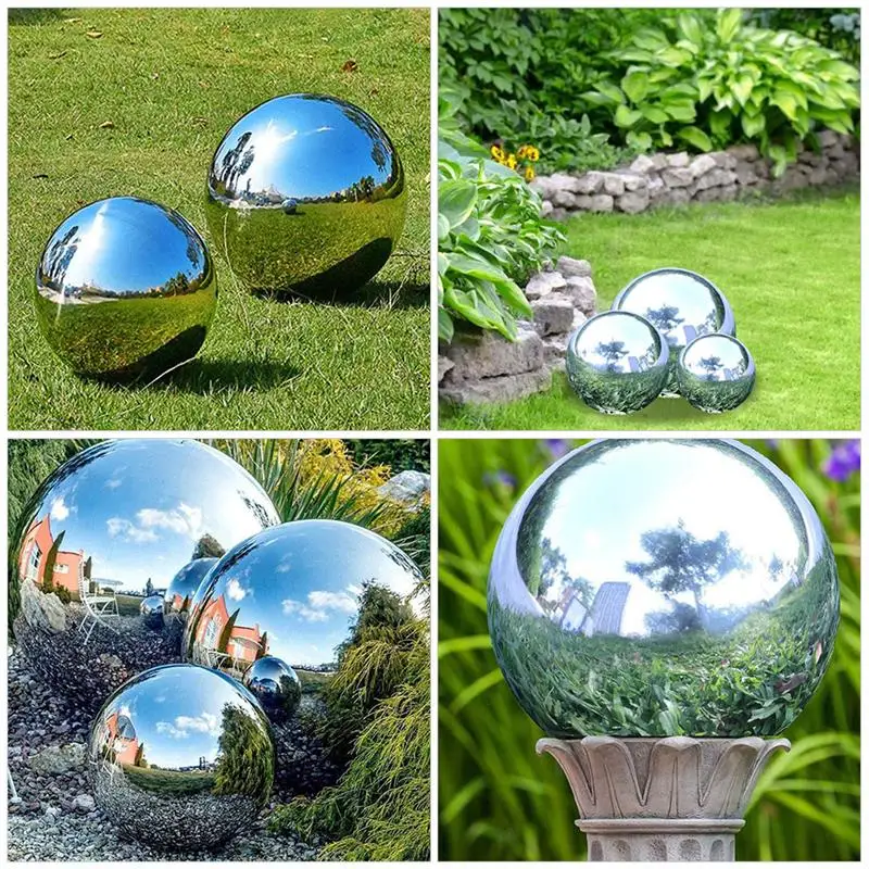 Garden Mirror Sphere Floating Pond Balls Garden Gazing Sphere Seamless Gazing Globe Mirror Effect Balls Shiny Hollow Sphere