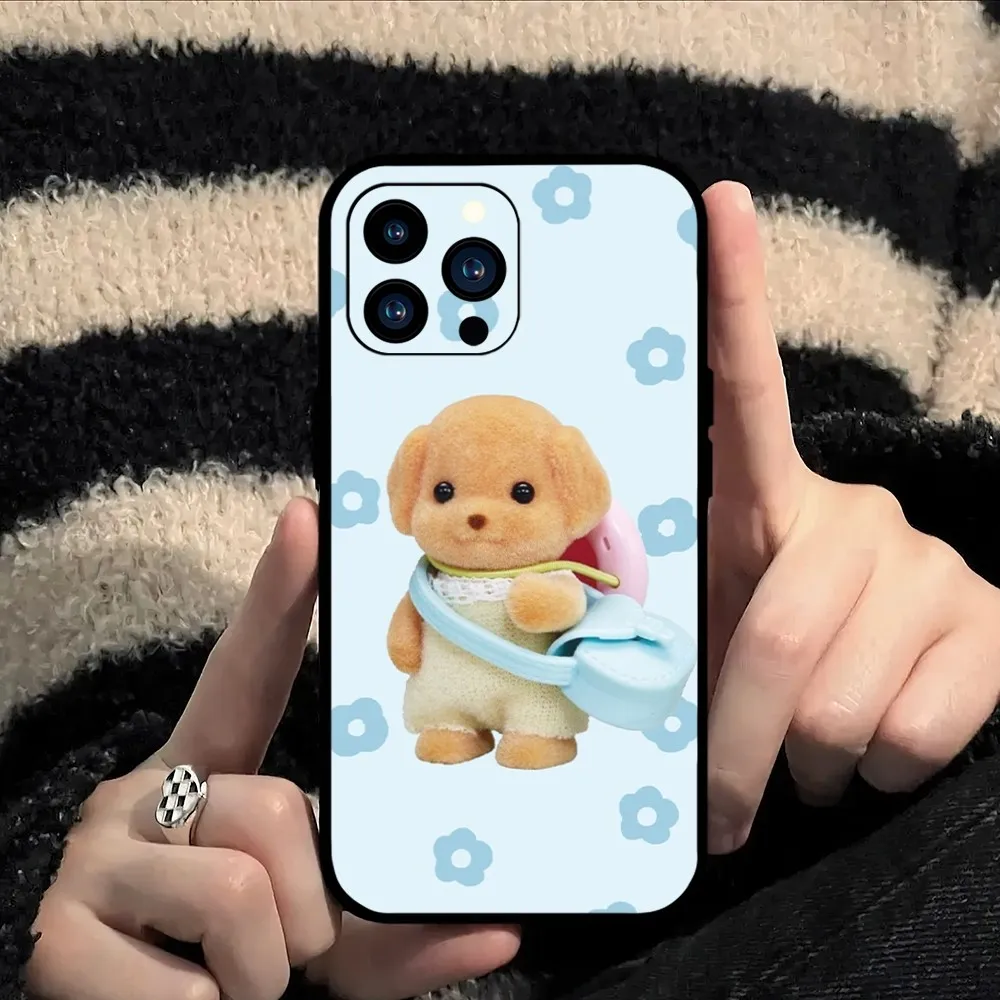 S-Sylvanian Puppy F-Families Cute Phone Case For Samsung S20 S21 S22 S23 S24 Note 20 4G 5G Plus Ultra Black Soft Shell