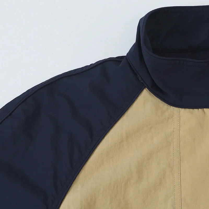 Kontrastierter Sportanzug für Damen, Freizeitanzug mit Stehkragen, Reißverschluss, Kordelzug, Mantel und weit geschnittener Hose, Herbst-Outfit 2026 für Frauen – Detail 2