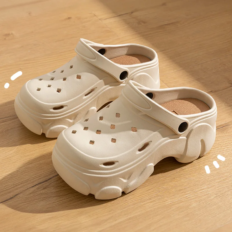 Sandalias de suela gruesa para mujer, zuecos de exterior, chanclas de Casa antideslizantes de Eva, novedad de verano, 2024