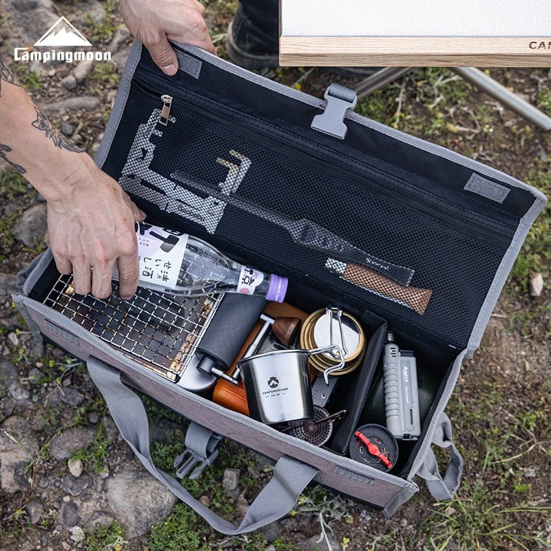 

CAMPINGMOON Outdoor BBQ Portable Tool Kit Small Canvas Multi functional Handmade Bag Storage Camping Bag