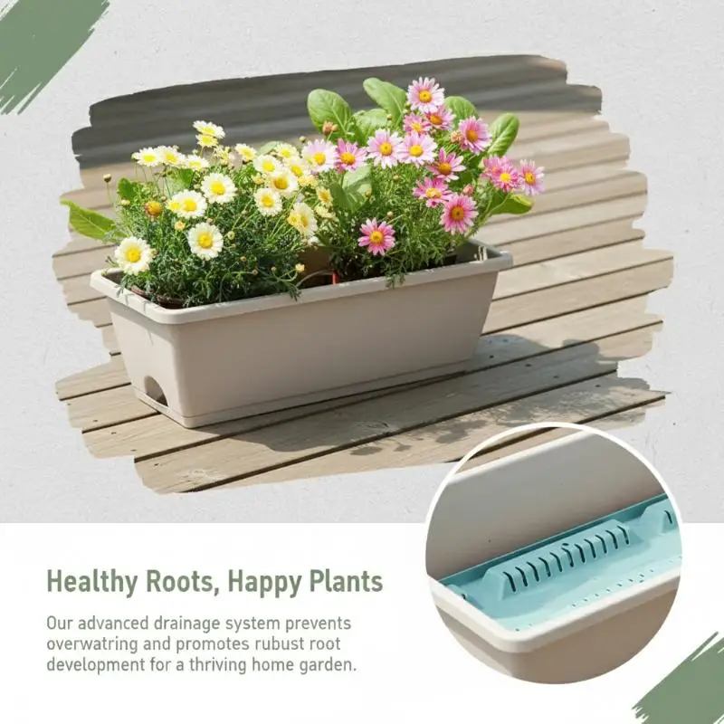 Self Watering Flower Pot With Drain Hole Absorbent Rope Indoor Plant Growing Container