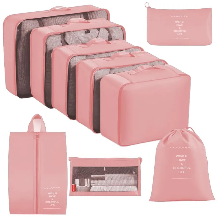 

9 Set Packing Cubes for Travel Lightweight Polyester Organizer in Multiple Colors for Effortless Packing and Unpacking Ideal fo
