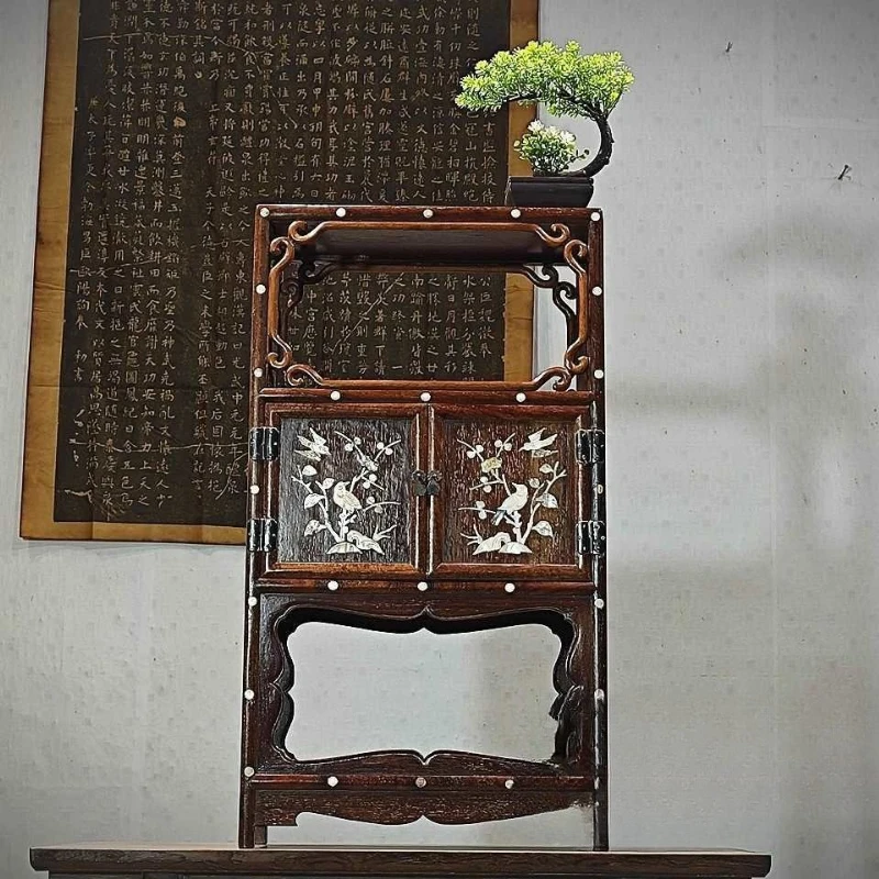 

Collection rosewood, inlaid snail tea cabinet, shelf