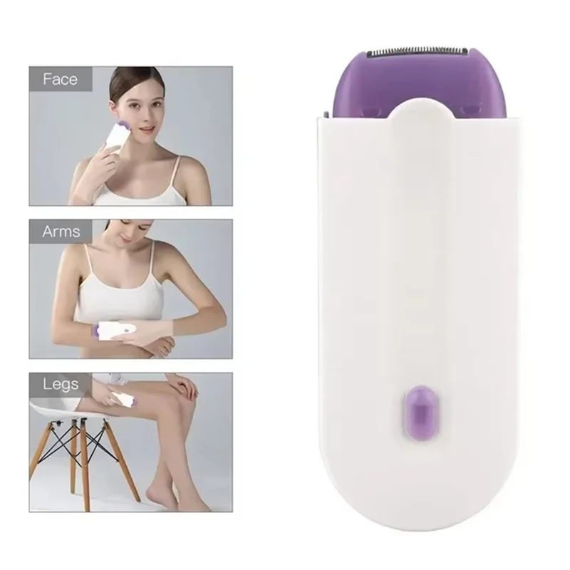 A05G-Mulha feminina recarregável USB barbeador automático rosto, perna, biquíni, removedor de pêlos labiais