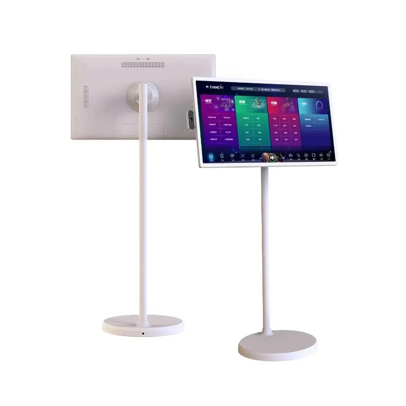 

32-Inch Indoor Smart Portable TV Family Mobile LED Television with 120Hz Refresh Rate White Cabinet Intelligent Touch Screen