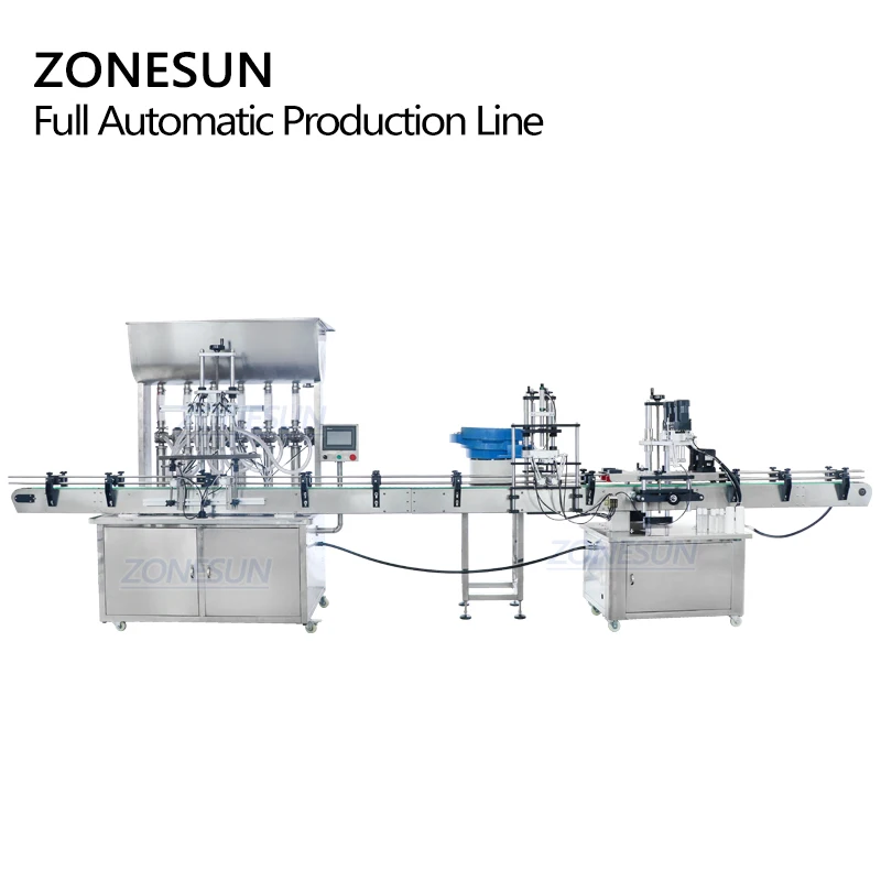 ZONESUN Automatic Cream E-juice Water Liquid Perfume Filling Glass Bottle Capping Machine For Assembly Line Vibrator ZS-FAL180AP