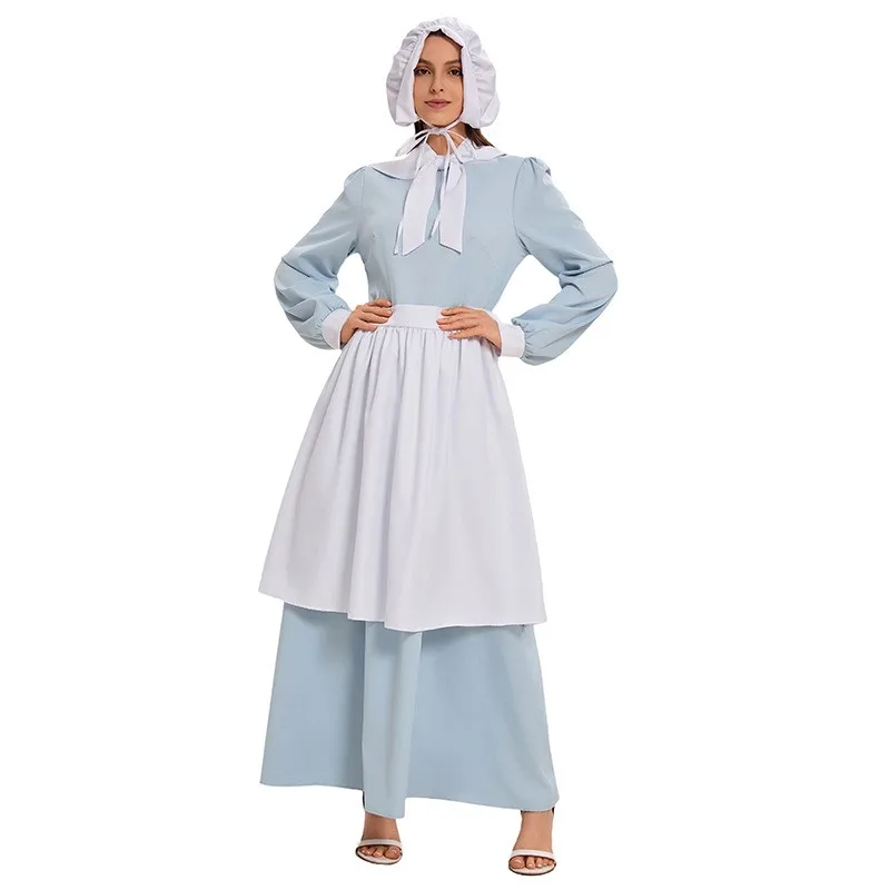 

Medieval Maid Costume loween Country Farm Role-plang Stage Performance Clothes Women's Servant Outfit Rural Theme